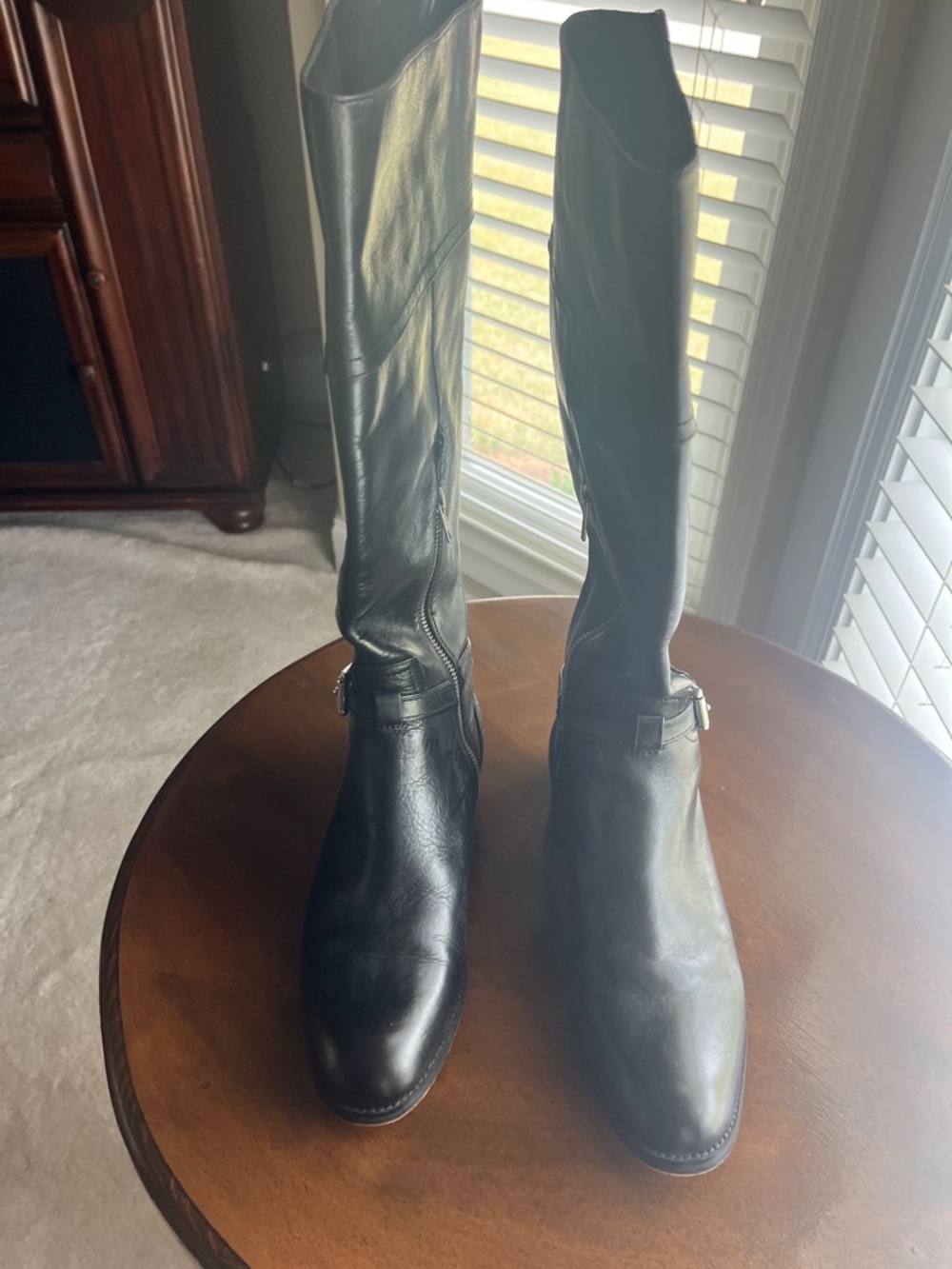 Coach Black Leather Knee-High Riding Boots